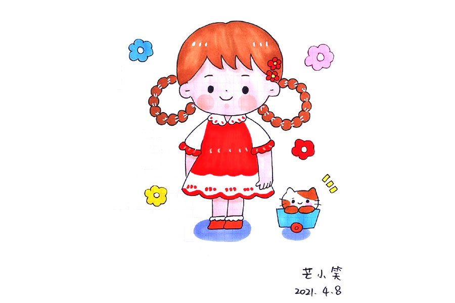 六一儿童节人物简笔画绘画素材-图5