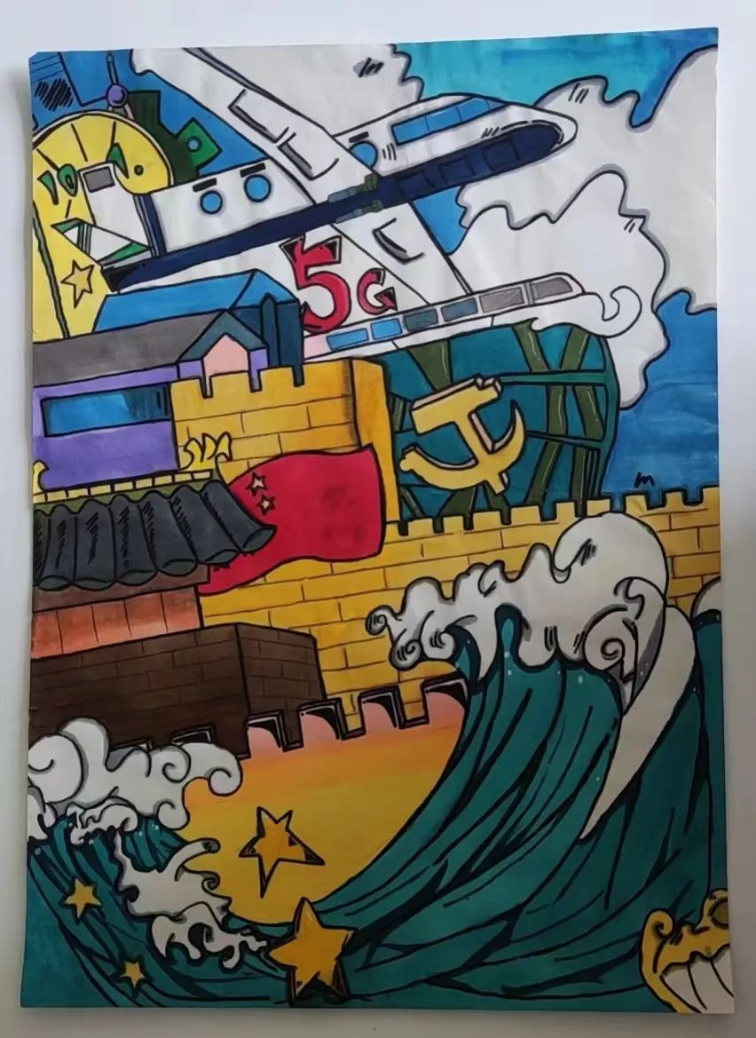 庆祝中国共产主义青年团成立100周年儿童画（9张）-图2