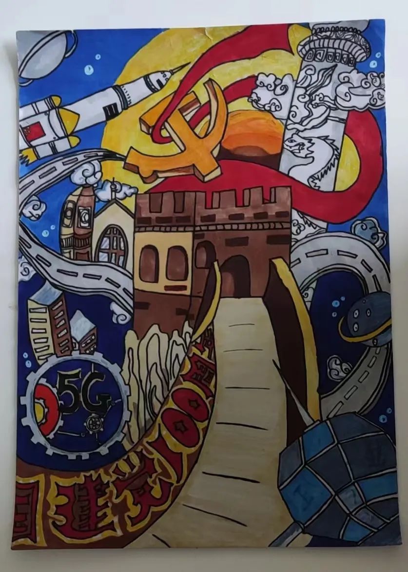 绿水青山就是金山银山 喜迎二十大主题绘画-图5