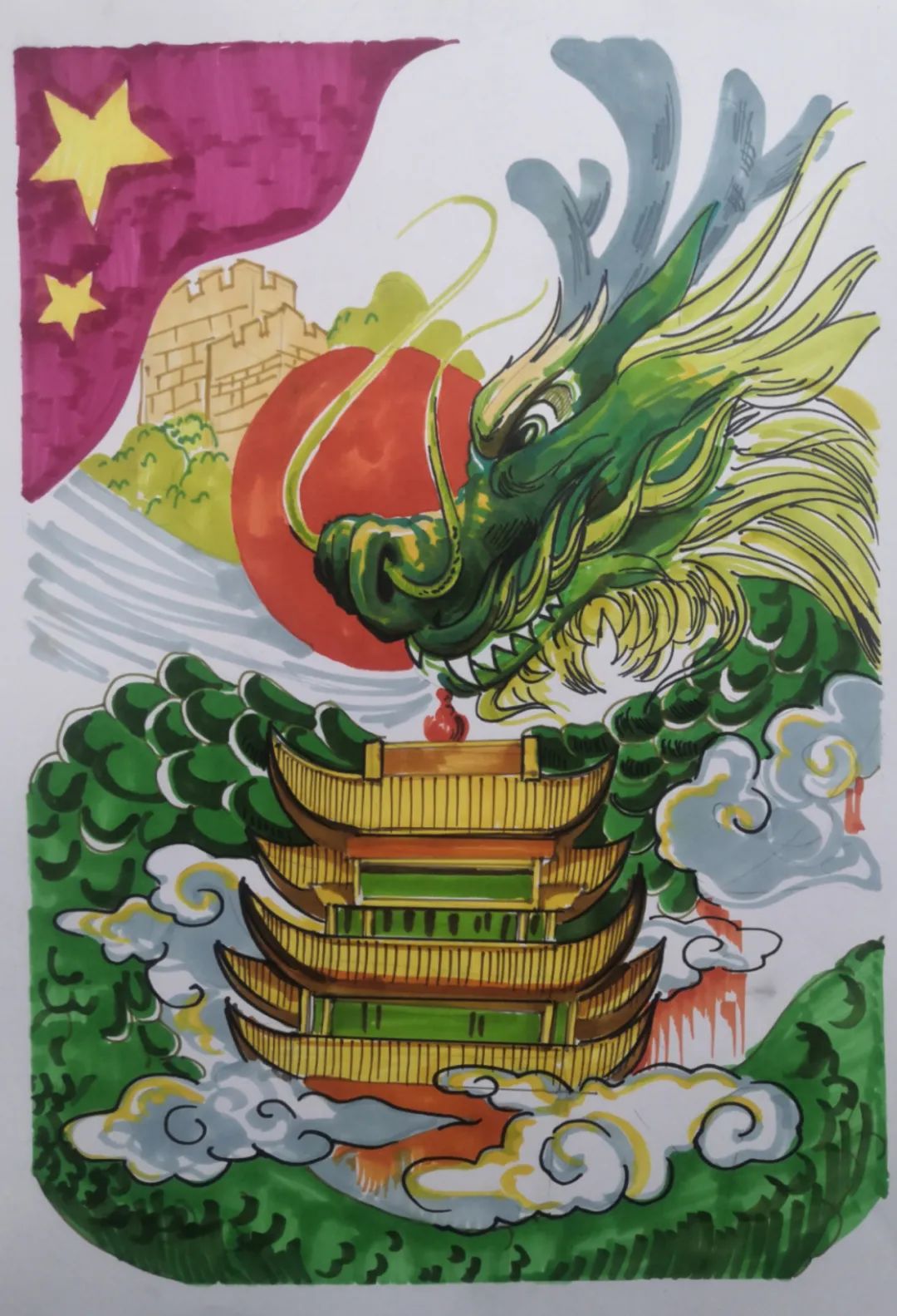 伟大的祖国我爱您 喜迎二十大主题绘画作品-图4