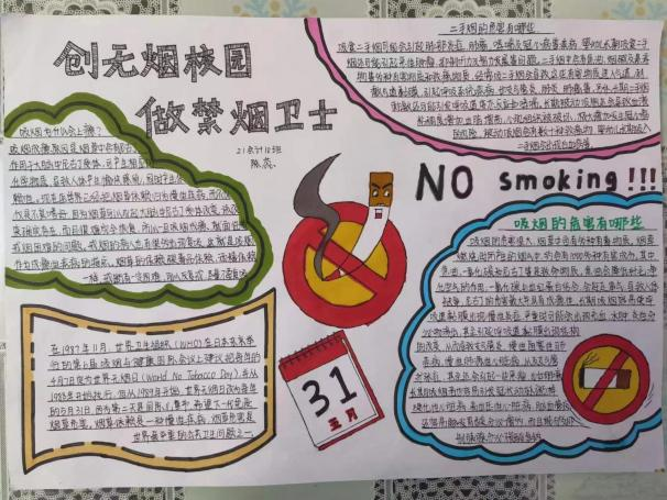 小学世界无烟日手抄报绘画-图1