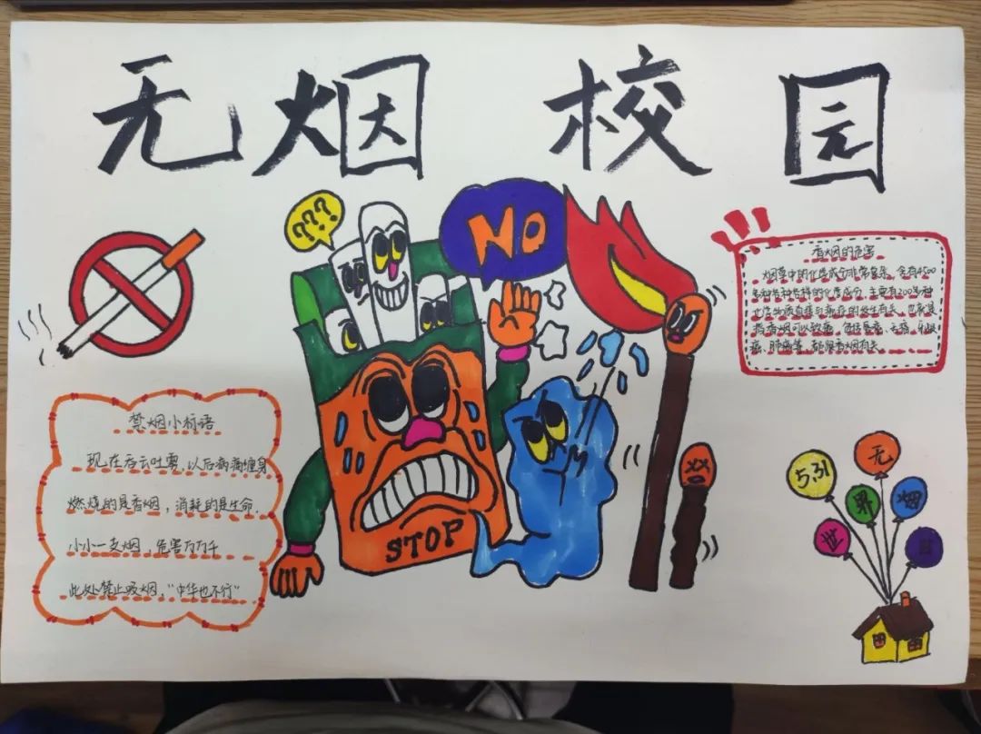 小学世界无烟日手抄报绘画-图2