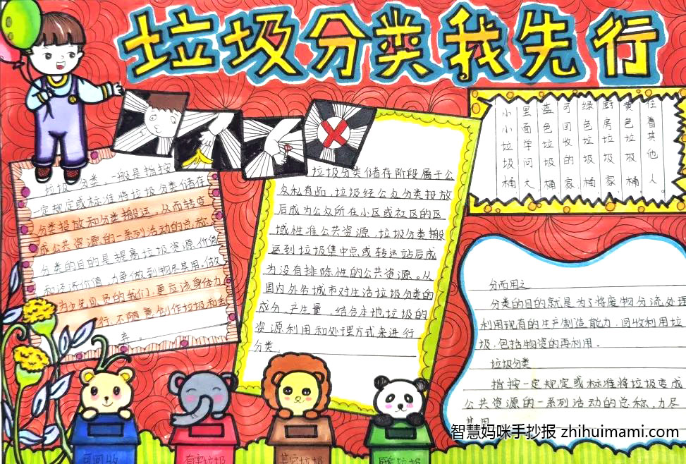 “垃圾分类 青春助力”主题手抄报绘画一等奖（8张）-图1
