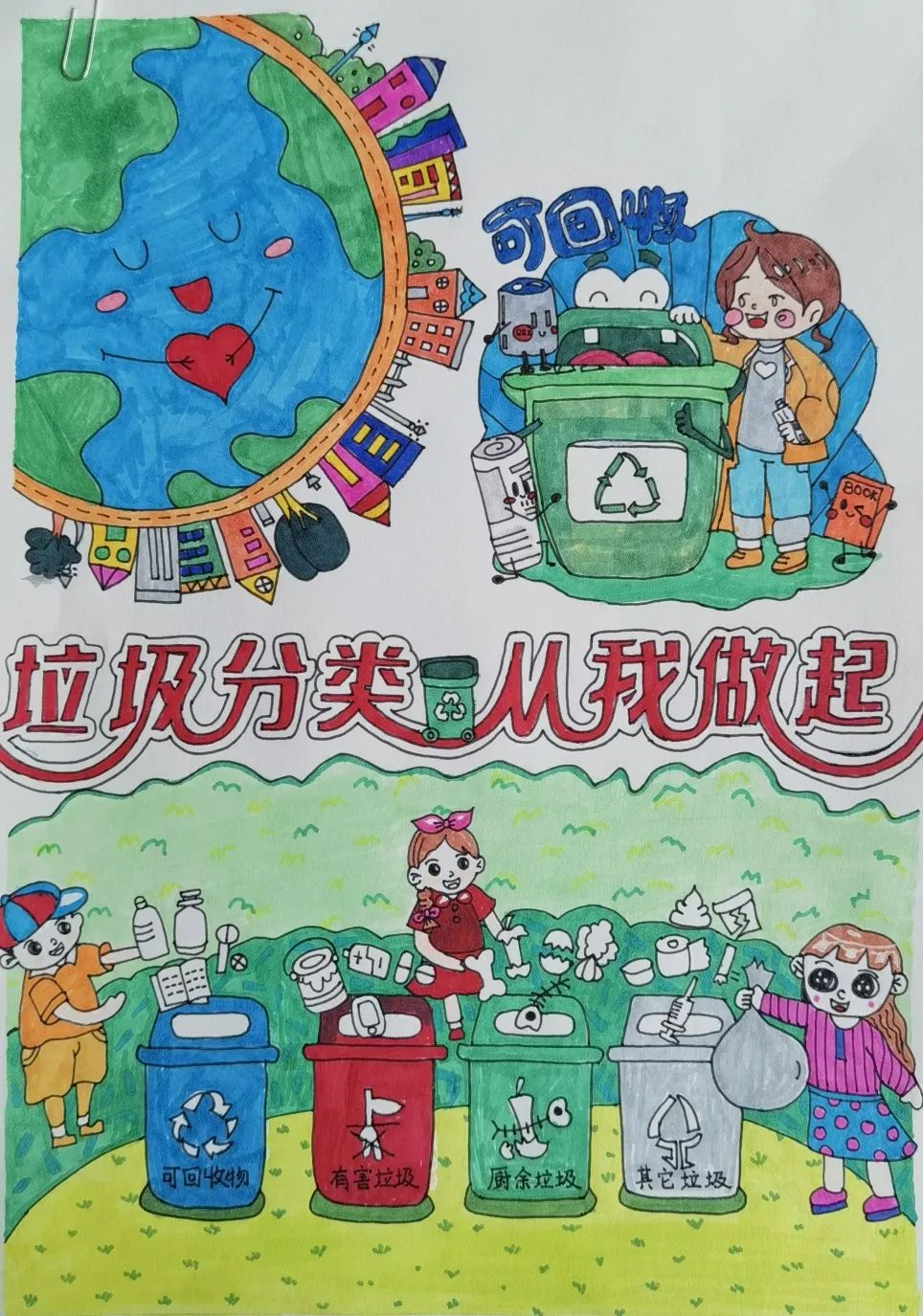 五年级关于垃圾分类的儿童画一等奖-图1