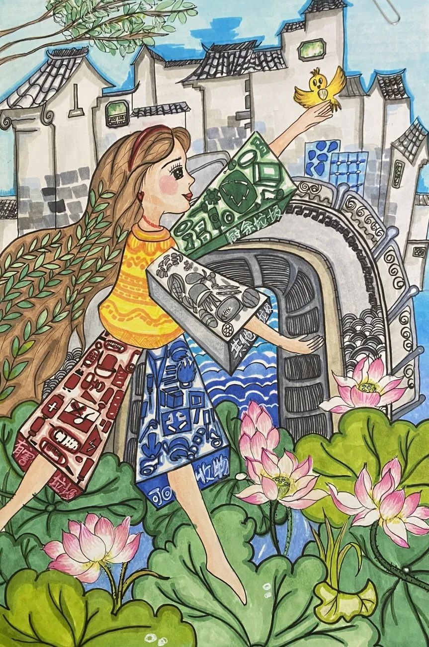 初一垃圾分类主题绘画一等奖作品（6张）-图3
