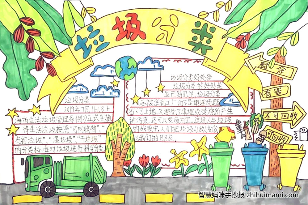 “保护生态环境，垃圾分类我来做” 主题手抄报（7张）-图1