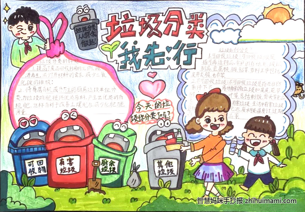 “保护生态环境，垃圾分类我来做” 主题手抄报（7张）-图3