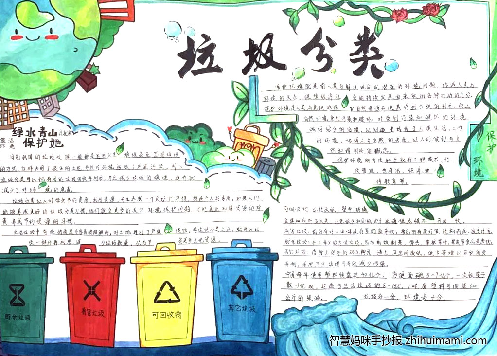“保护生态环境，垃圾分类我来做” 主题手抄报（7张）-图4