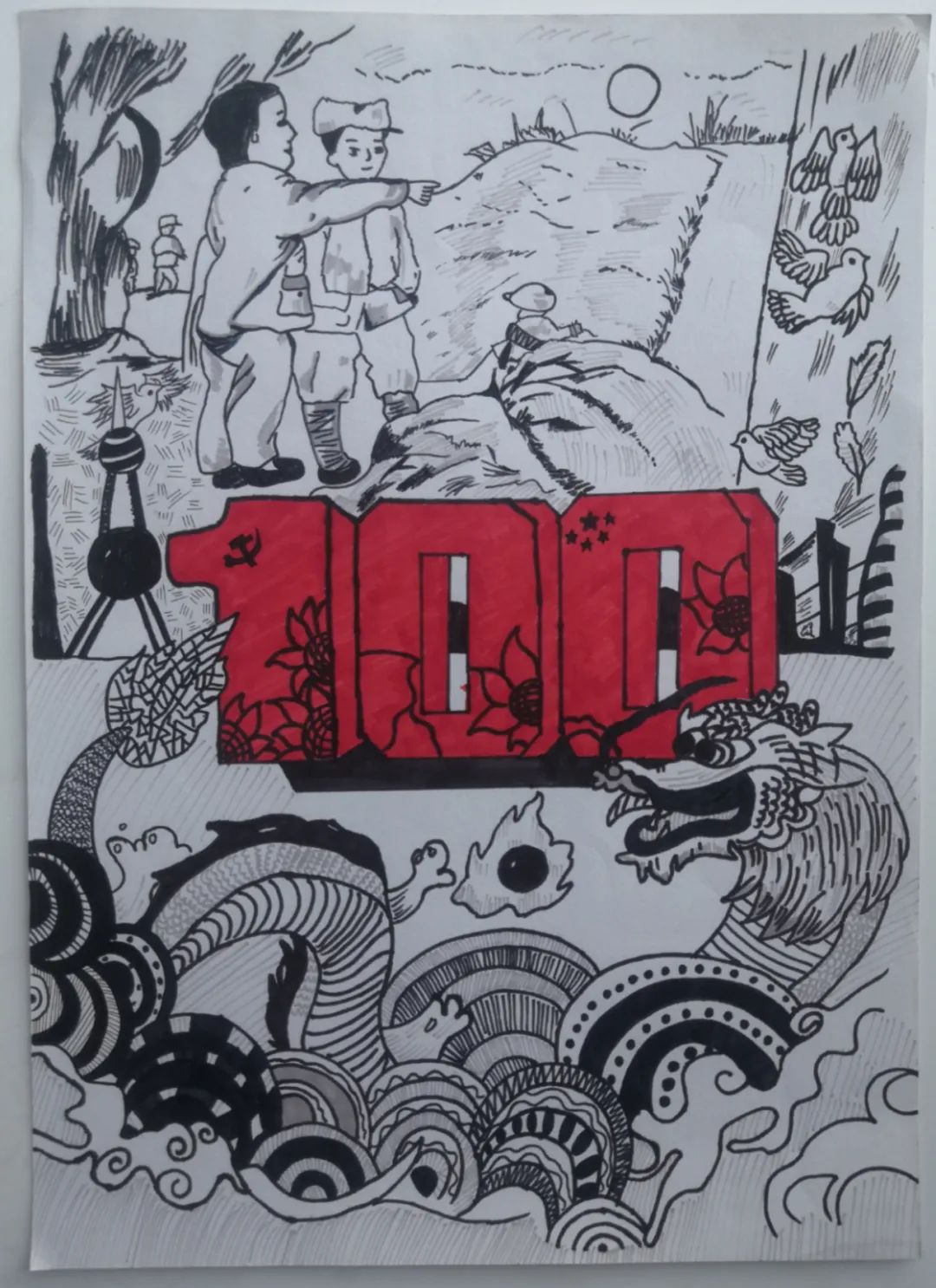 中国的骄傲 漂亮的小学生喜迎二十大主题绘画作品-图3