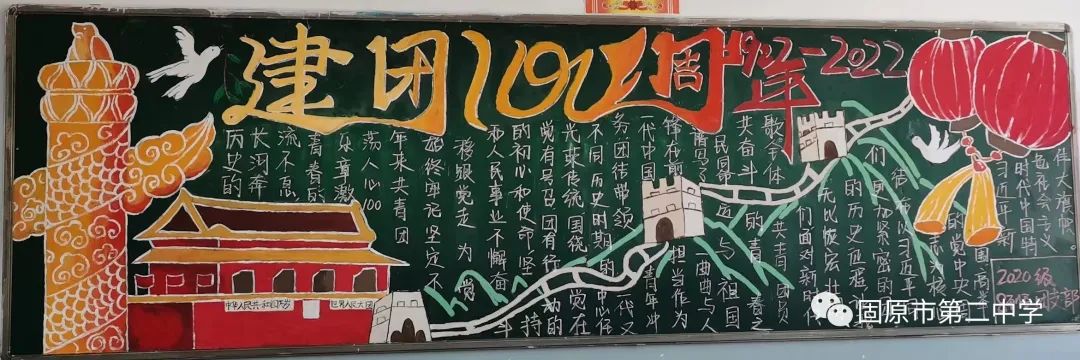 建团100周年黑板报设计图（10张）-图3