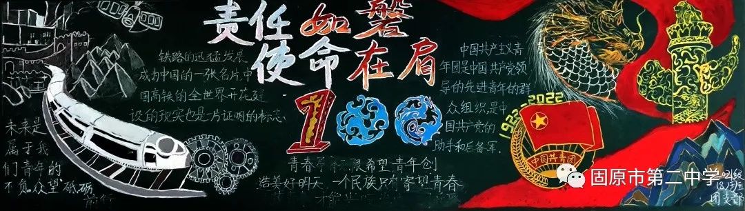 建团100周年黑板报设计图（10张）-图7