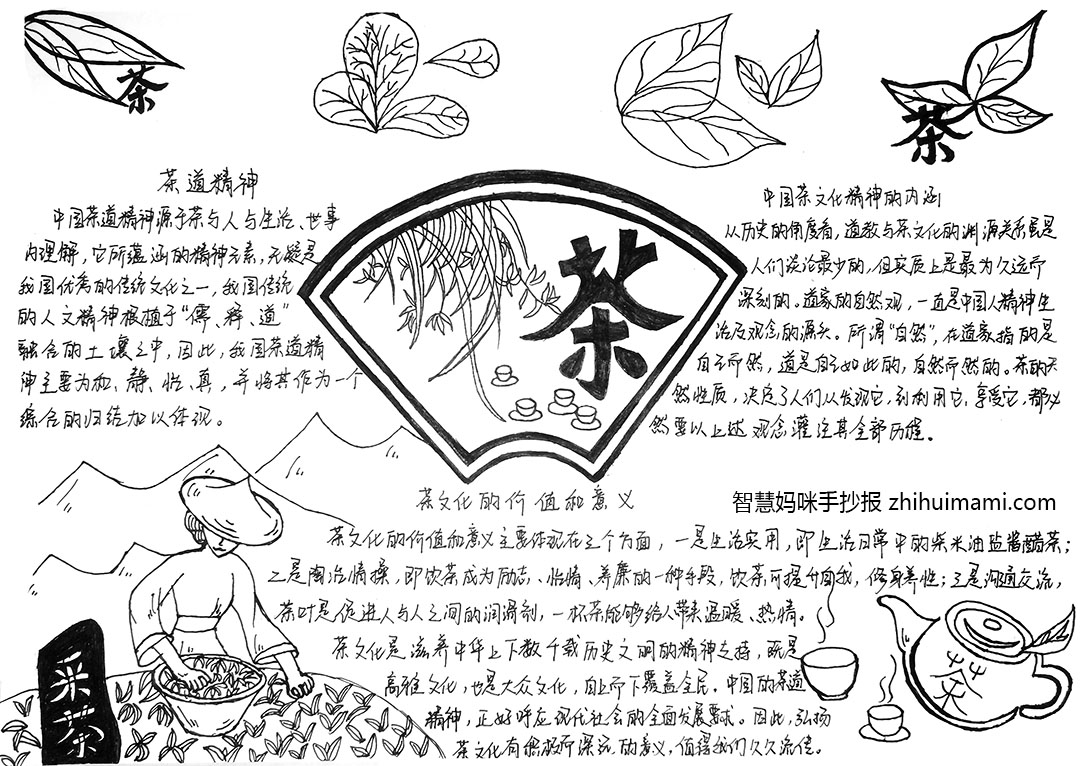如何画简单的茶文化手抄报-图2