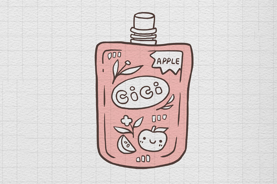 零食是小朋友的最爱，但一定要选择健康的哦！一袋果冻简笔画画法-图7