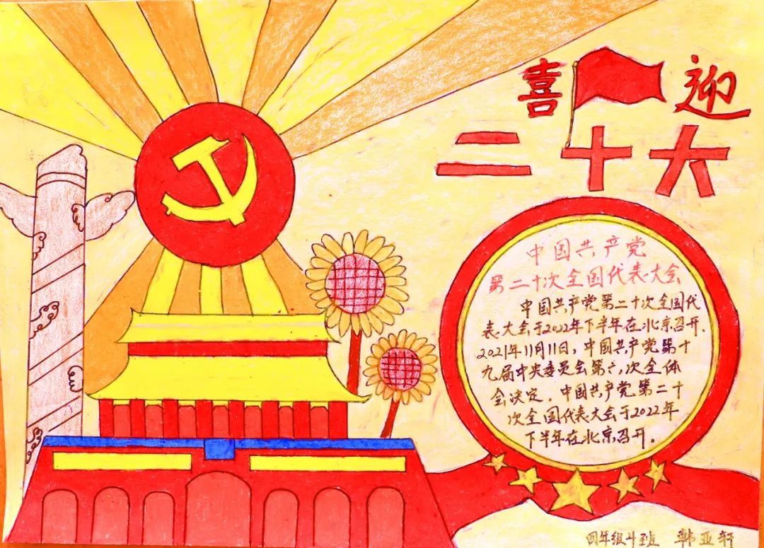 2022喜迎党的二十大主题绘画漂亮-图2