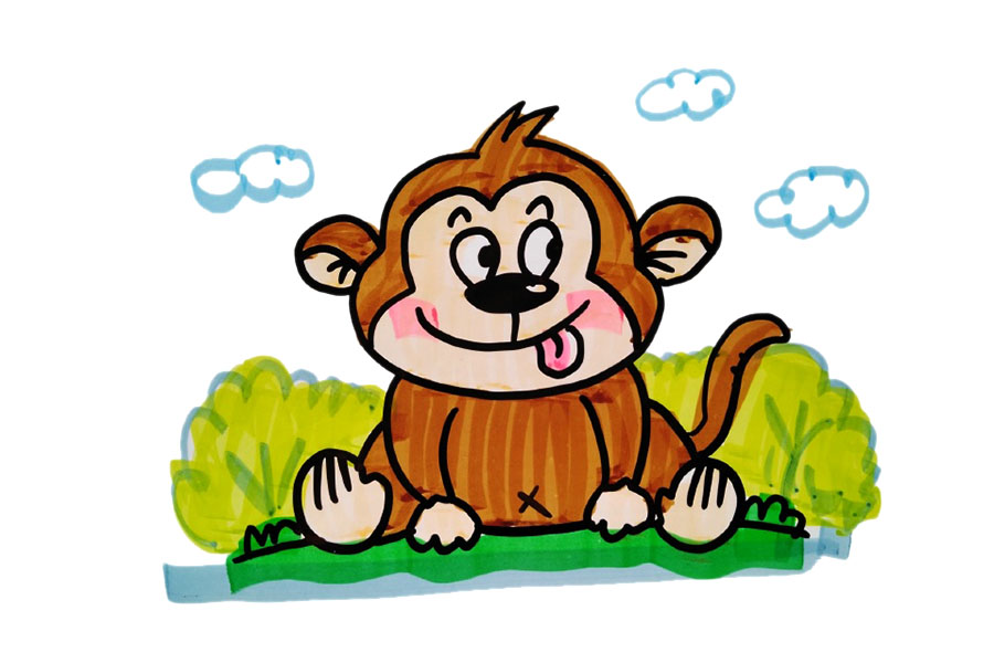 4张可爱的猴子简笔画图片-图1