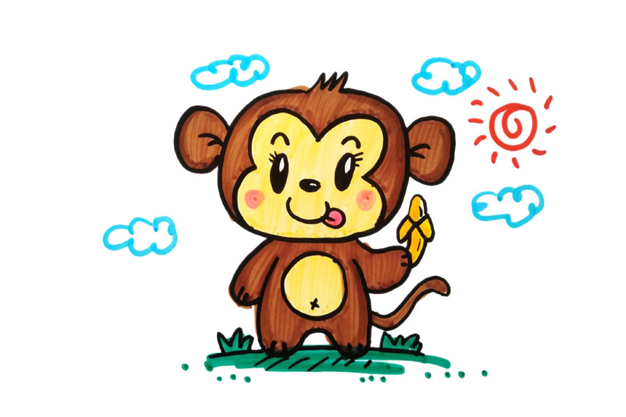 4张可爱的猴子简笔画图片-图4