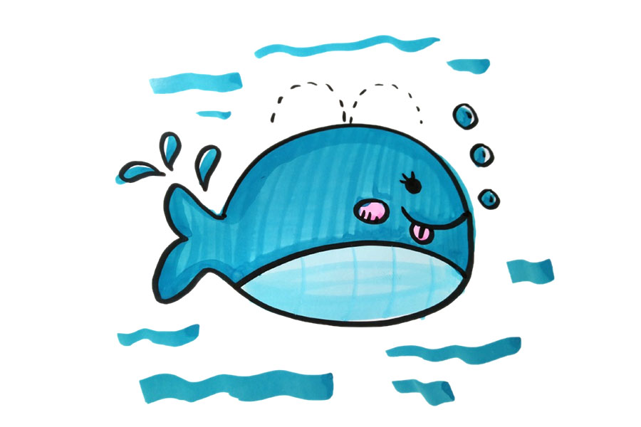 海洋精灵鲸鱼简笔画图片（3张）-图1