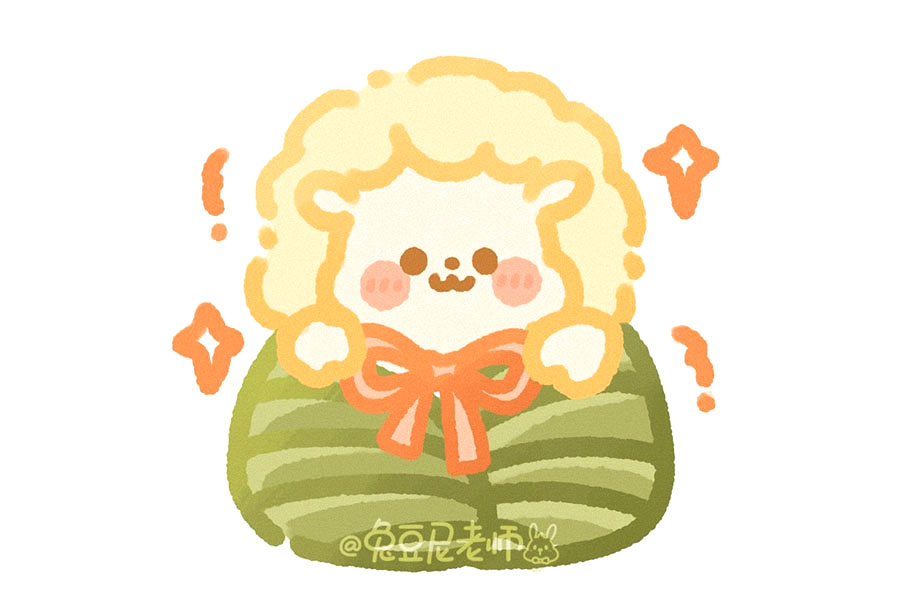 端午节软萌动物粽子简笔画图片-图1