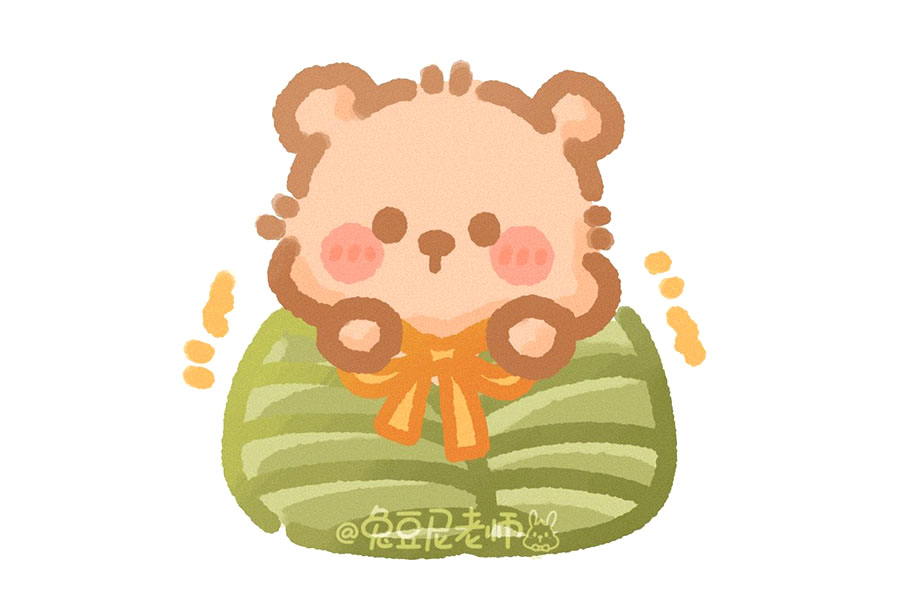 端午节软萌动物粽子简笔画图片-图2