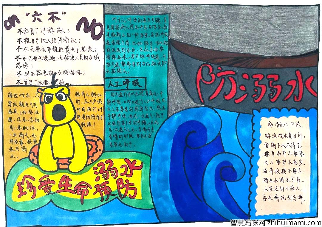 防溺水安全教育手抄简单好画6张-图2