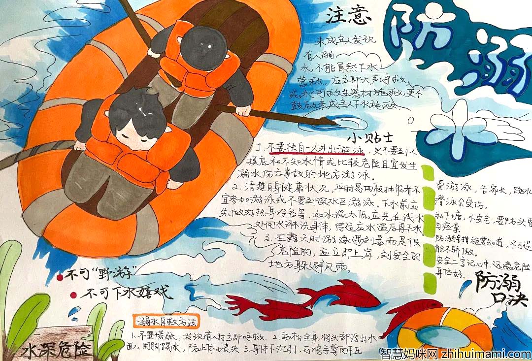 防溺水安全教育手抄简单好画6张-图4