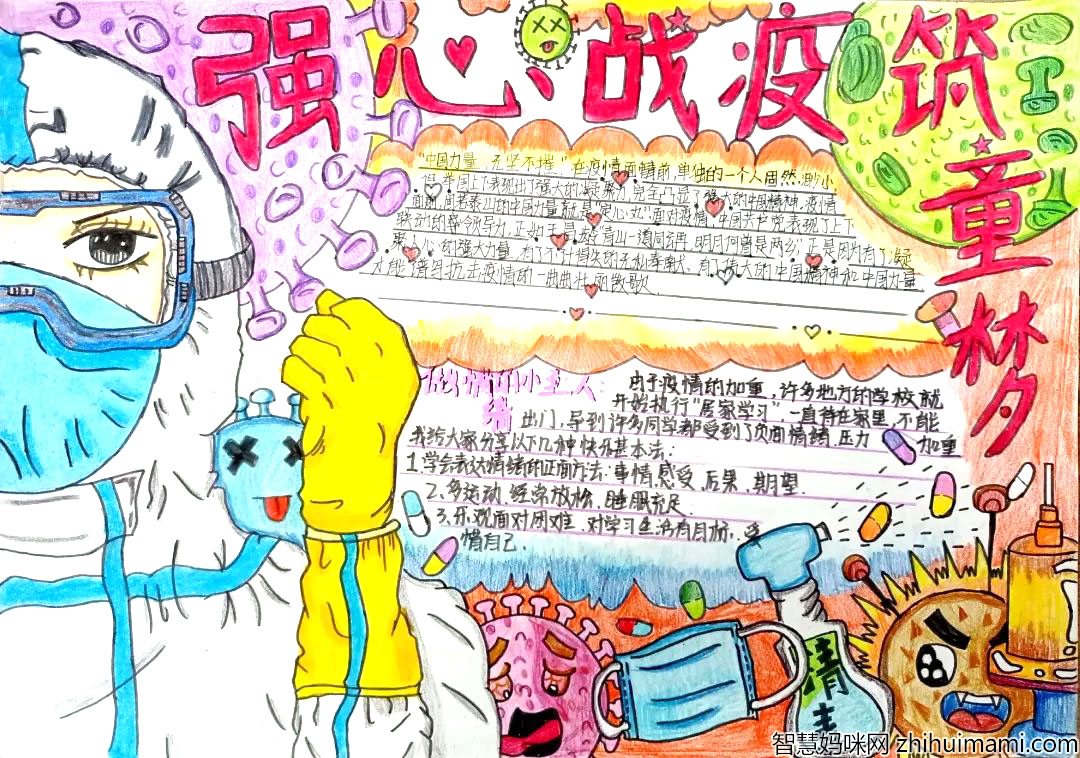 喜迎二十大 强心战疫筑童梦主题手抄报5张-图1