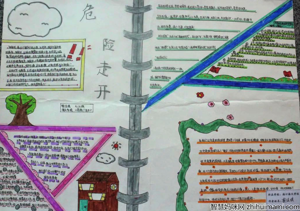 关注安全 远离危险手抄报怎么画好看-图1