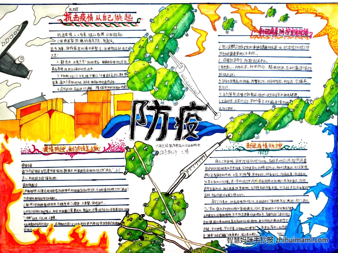 “防疫抗疫 从我做起”主题手抄报一等奖（9张）-图2