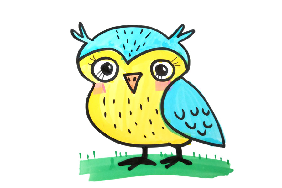 简单又可爱的的三张猫头鹰简笔画-图1