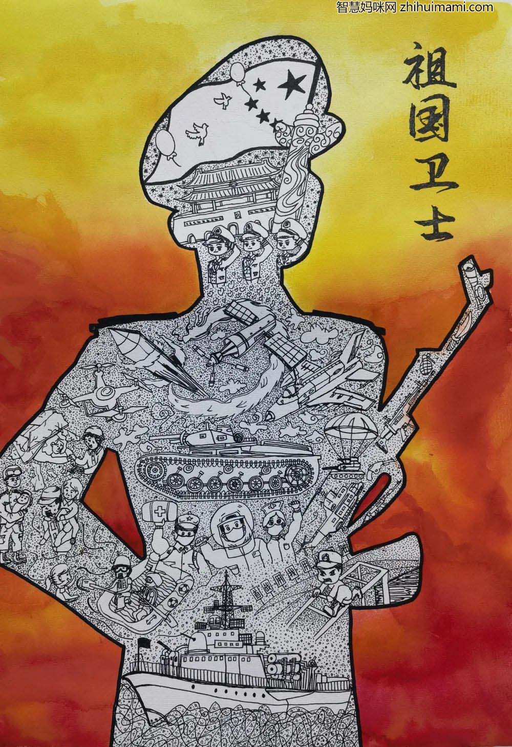 用绘画致敬中国人民解放军 建军节儿童绘画精选-图2