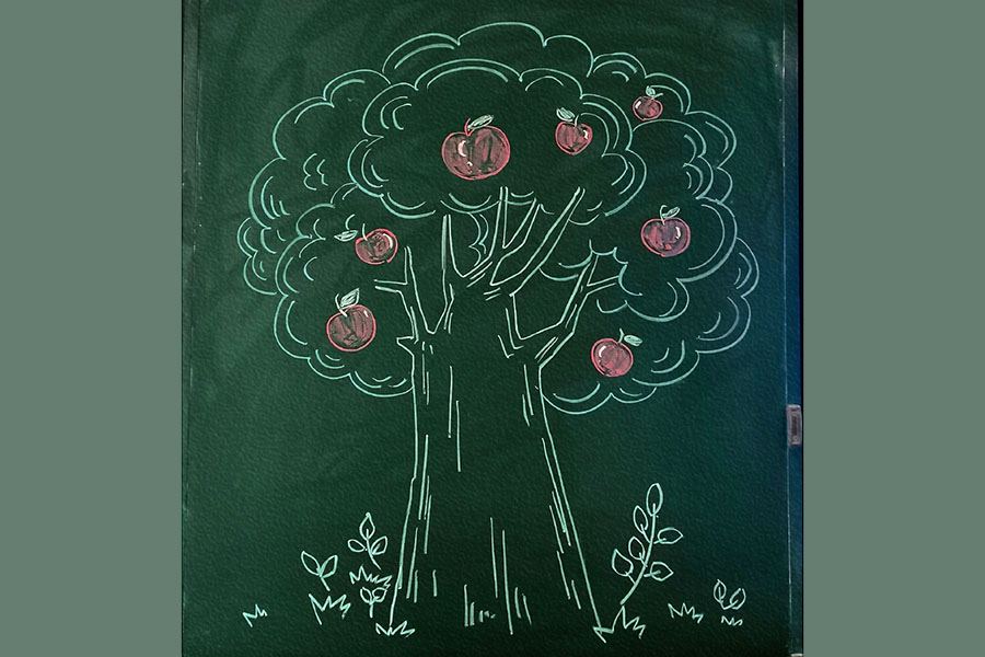 一组漂亮的大树粉笔画图片 黑板报绘画素材-图10