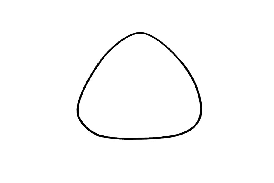 步骤1：先画出一个三角形作为粽子的身体。