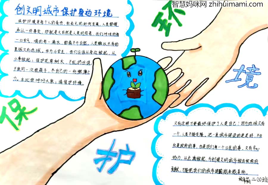 ”文明城区你我同行 美丽家园共享建设“环保手抄报6张-图3