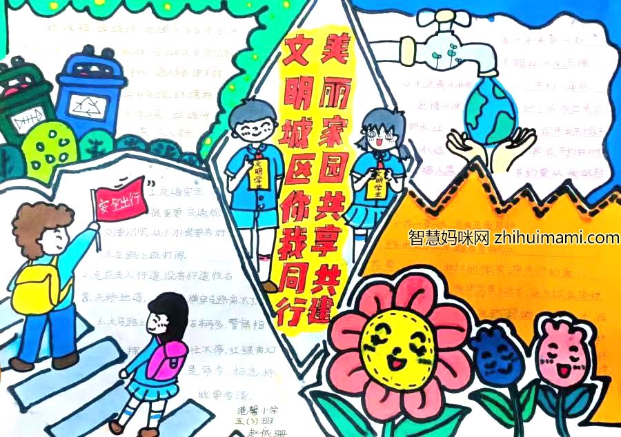”童心助力 共创文明“保护环境主题手抄报漂亮-图2