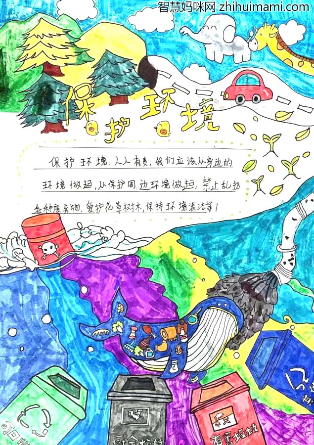”童心助力 共创文明“保护环境主题手抄报漂亮-图5