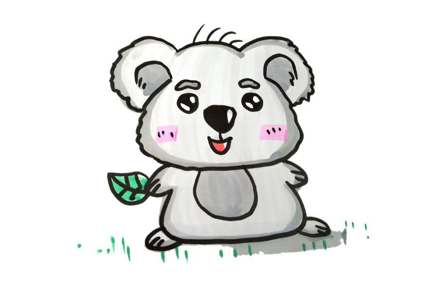 三张可爱考拉简笔画图片-图1