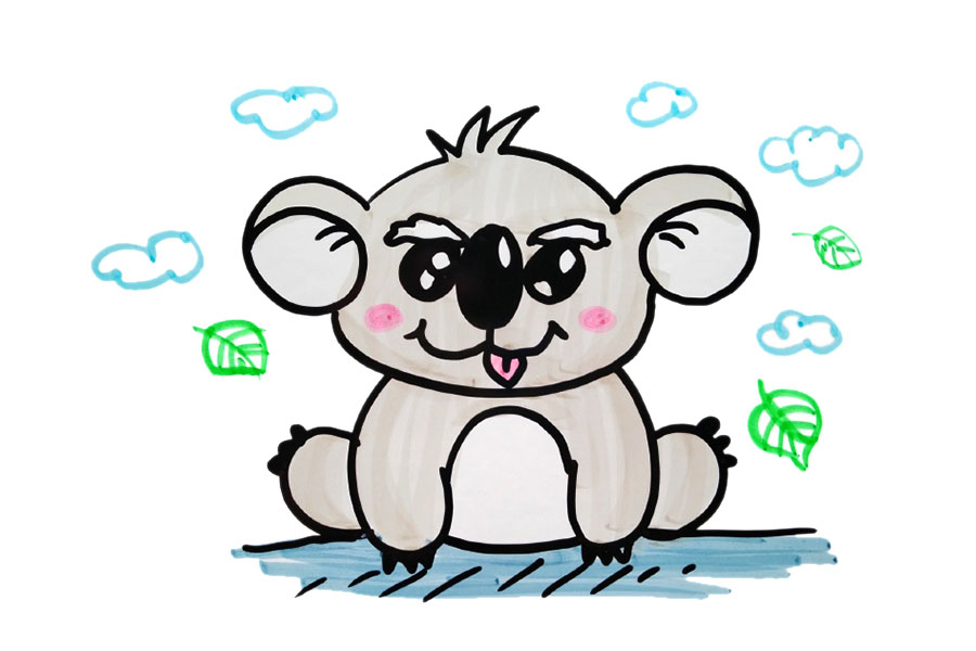 三张可爱考拉简笔画图片-图3