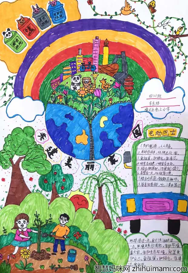 共建美丽家园 争做文明好学生 小学生文明环保手抄报绘画作品-图1