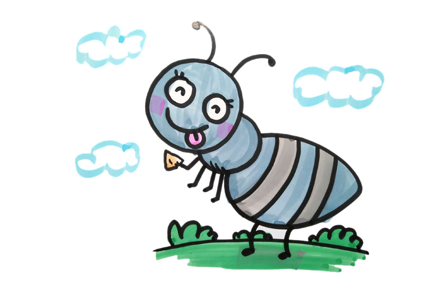 三张卡通蚂蚁简笔画图片-图1