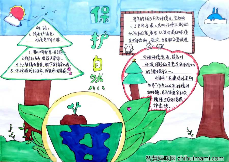 “保护环境 共建生态文明”主题宣传手抄报5张-图3