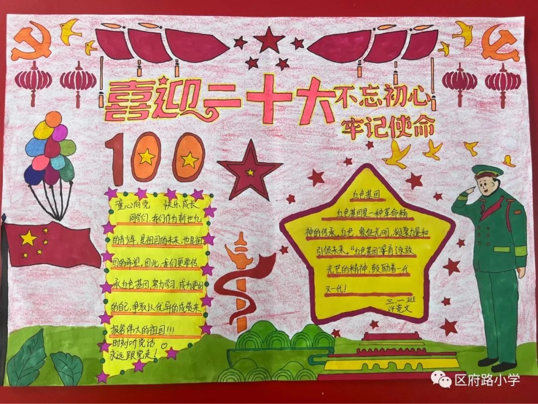 7张喜迎二十大手抄报绘画（七年级一等奖）-图3