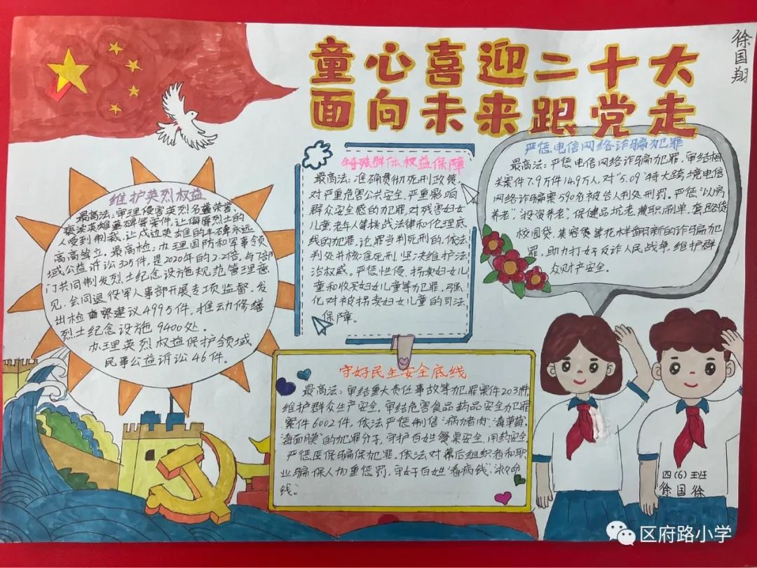 7张喜迎二十大手抄报绘画（七年级一等奖）-图7