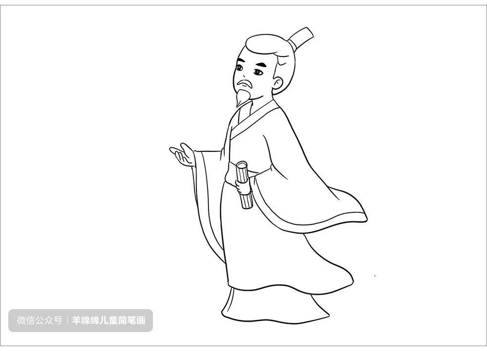 端午安康 端午节屈原简笔画画法步骤-图6