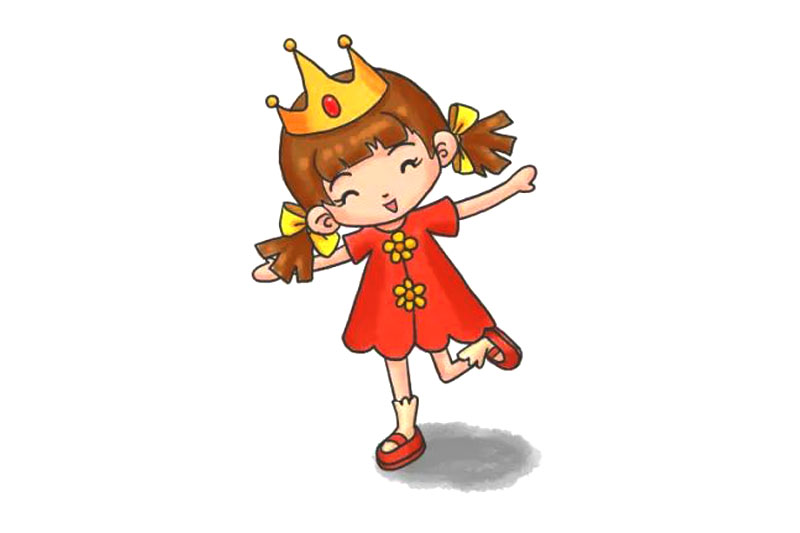 六一儿童节快乐的小公主简笔画