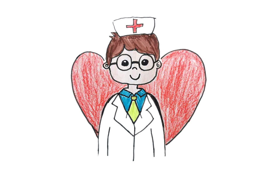 两张爱心医生简笔画图片-图1