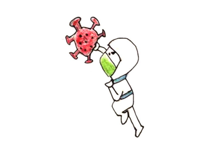 10张创意抗疫简笔画 大白大战病毒简笔画图片-图5