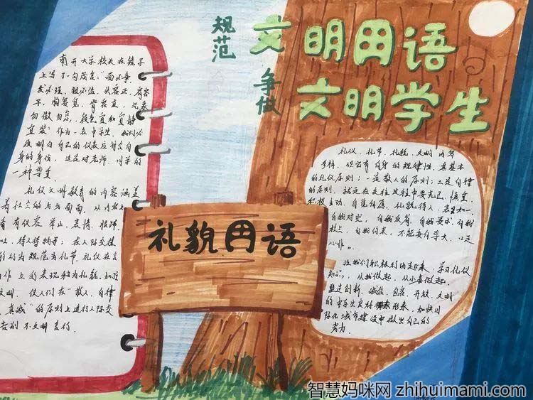 6张非常漂亮的“规范文明用语 争做文明少年”主题手抄报-图1