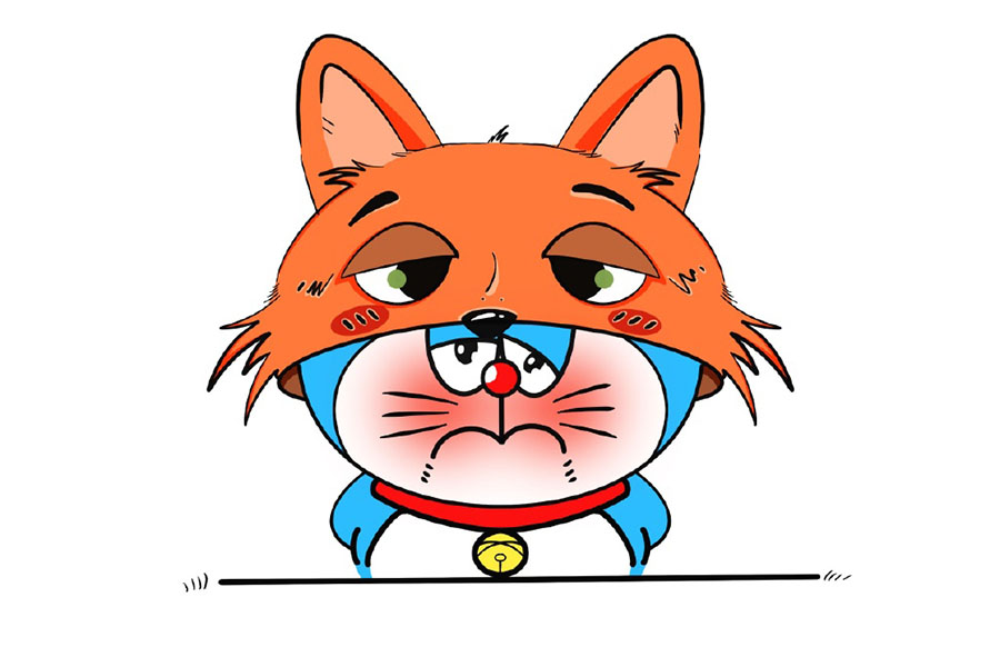 生病的哆啦A梦简笔画