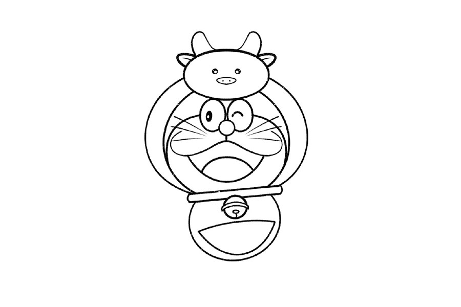 看我牛不牛 哆啦A梦简笔画-图5