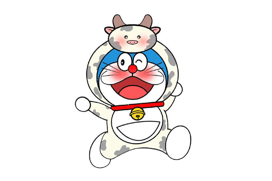 看我牛不牛 哆啦A梦简笔画